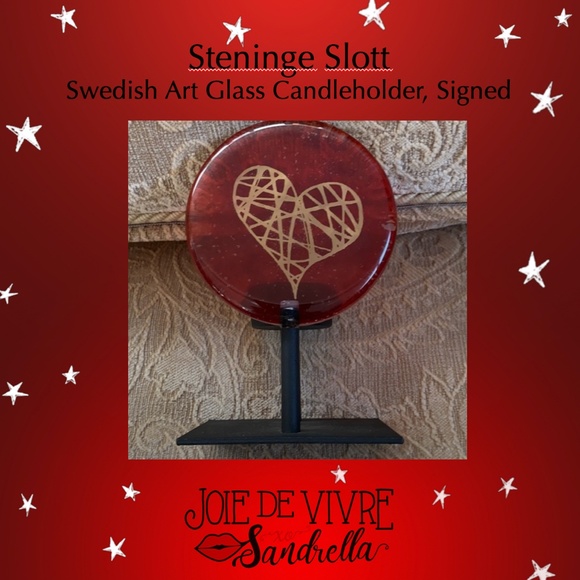 Steninge Slott Signed Art Glass Candleholder - Picture 2 of 8